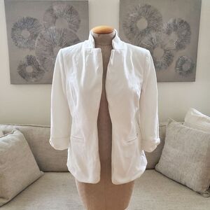 🌹 CECE 🌹 3/4 Sleeve Ponte Blazer with Bow Sleeve - [Medium, Ivory]